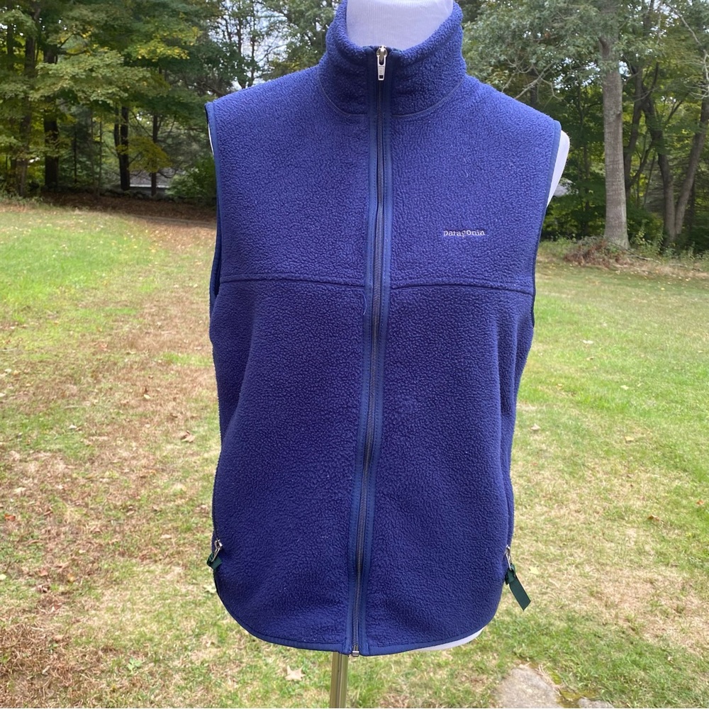 PATAGONIA VEST SYNCHILLA COAT JACKET BLUE FLEECE ZIP FRONT POCKETS SIZE M